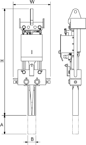 セリ矢式油圧割開機 リキヤＨＵシリーズ外形図